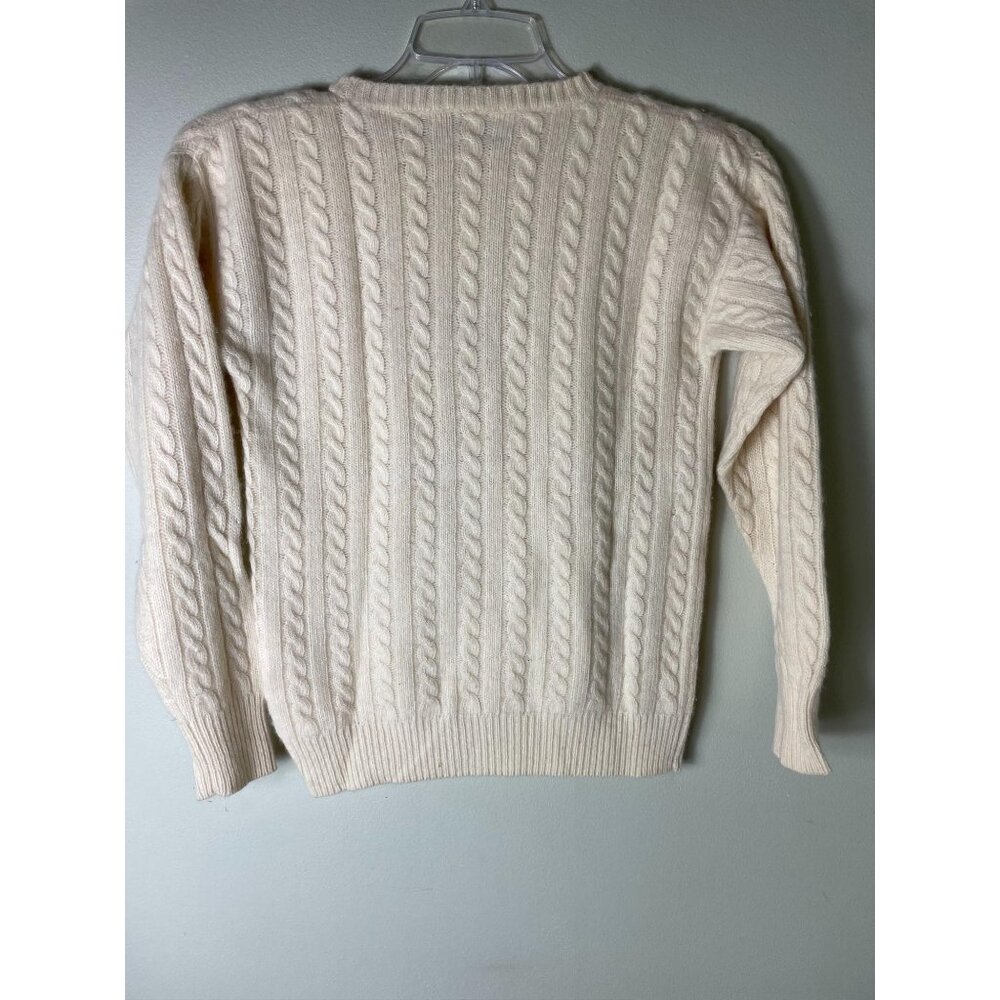 Bergdorf Goodman 100% Pure Cashmere Ivory Cable Knit Sweater Small - Picture 2 of 8